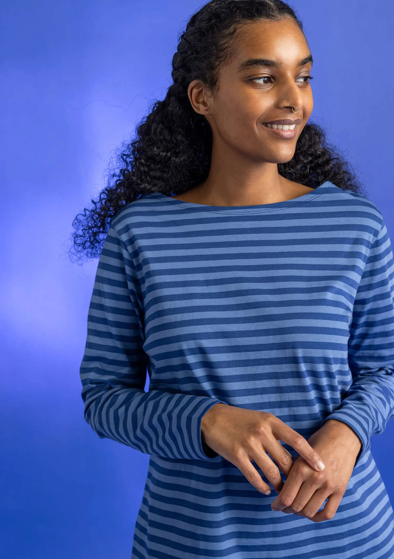 Best Gudrun Sjödén Basic-Streifenshirt aus Bio-Baumwolle indigoblau-leinenblau
