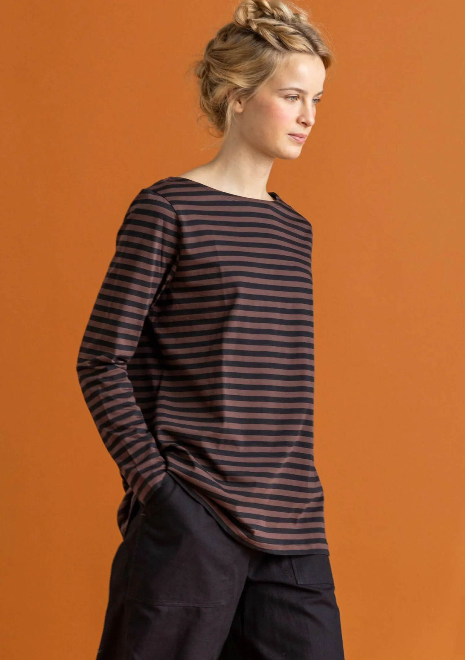 Flash Sale Gudrun Sjödén Basic-Streifenshirt aus Bio-Baumwolle röstkaffee-leinenblau