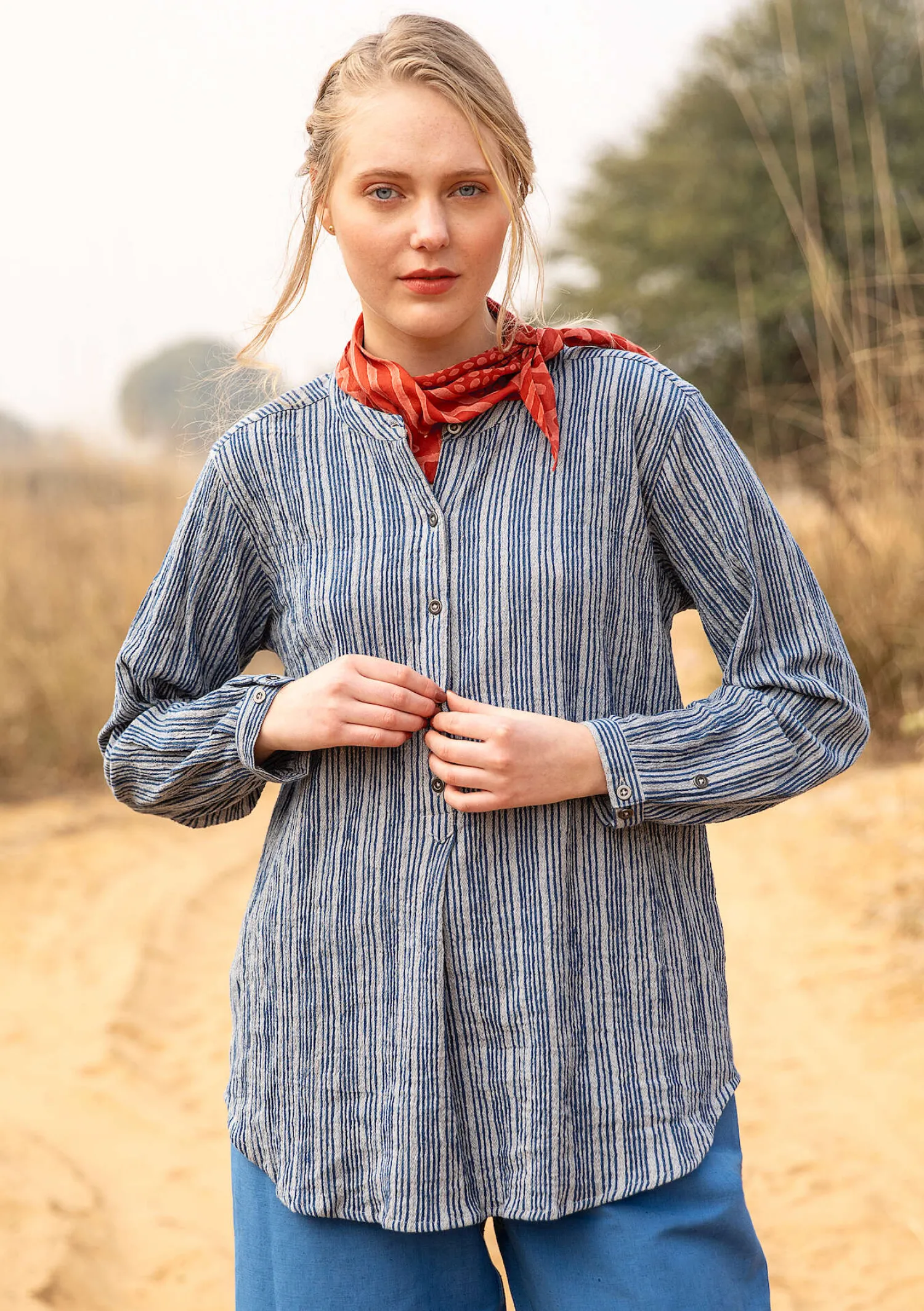 Cheap Gudrun Sjödén Bluse „Ask“ aus Bio-Baumwolle natur