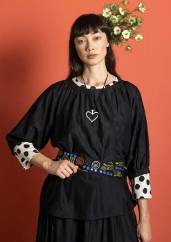 Outlet Gudrun Sjödén Bluse aus Baumwolle/Seide indigoblau