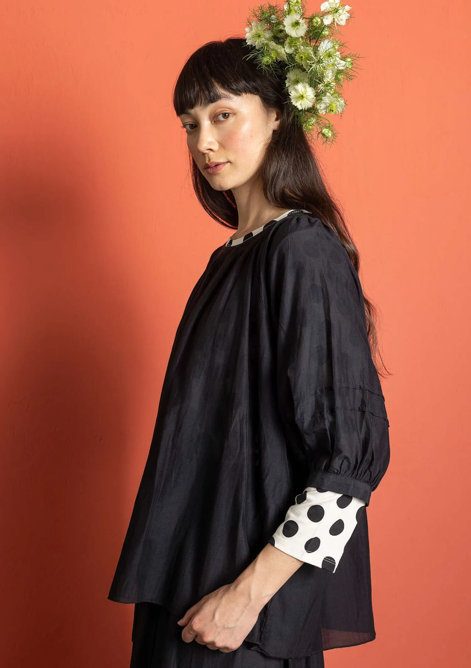 New Gudrun Sjödén Bluse aus Baumwolle/Seide schwarz
