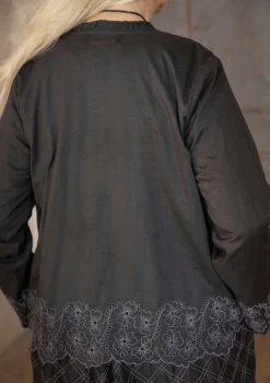 Store Gudrun Sjödén Bluse „Birta“ aus Bio-Baumwolle dunkelaschgrau
