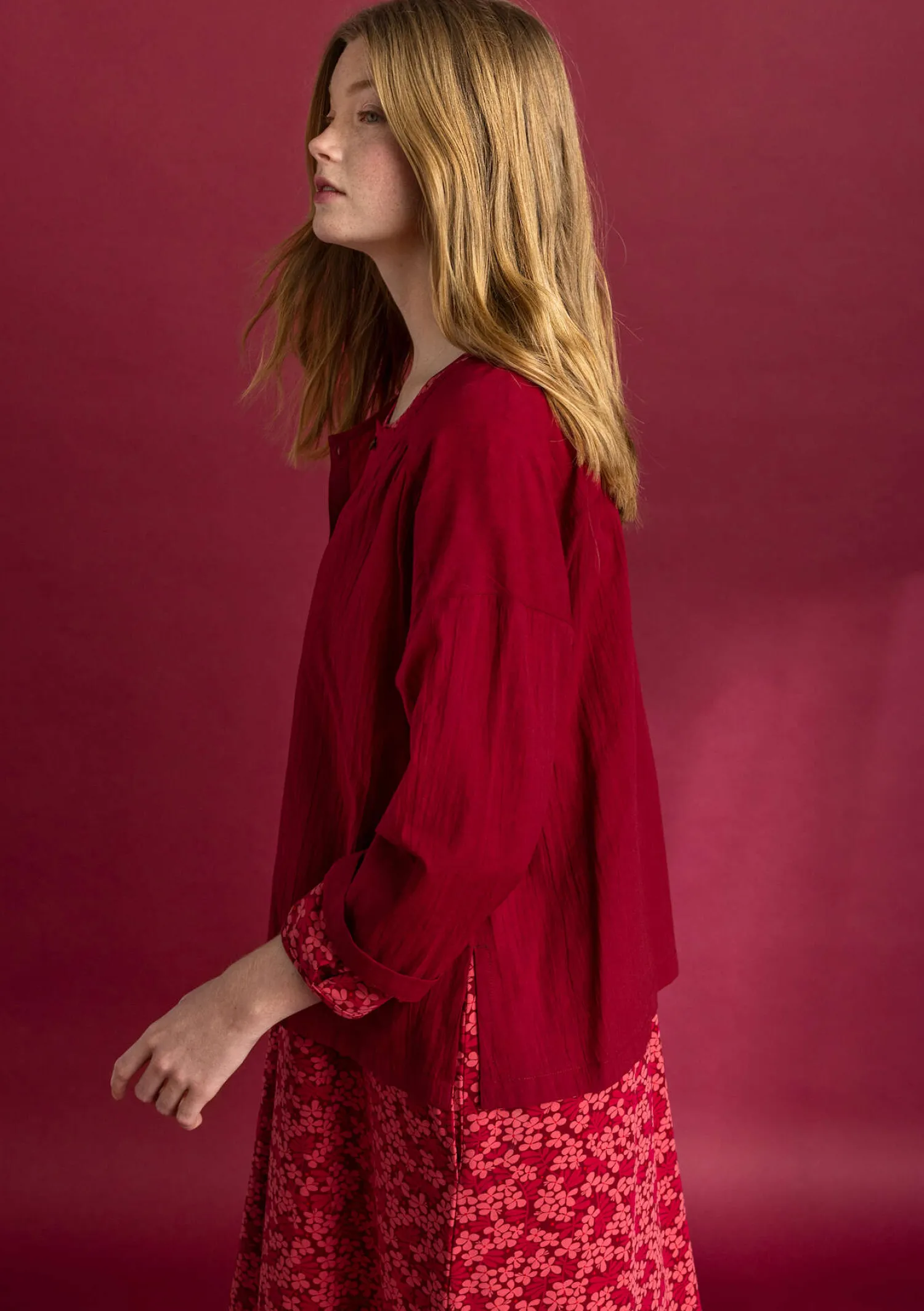 Flash Sale Gudrun Sjödén Bluse „Hedda“ aus Bio-Baumwollgewebe cerise