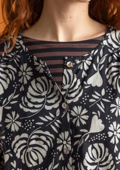 Cheap Gudrun Sjödén Bluse „Hedda“ aus Bio-Baumwollgewebe dunkelpetrol-gemustert