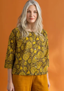 Discount Gudrun Sjödén Bluse „Hedda“ aus Bio-Baumwollgewebe dunkelolive-gemustert