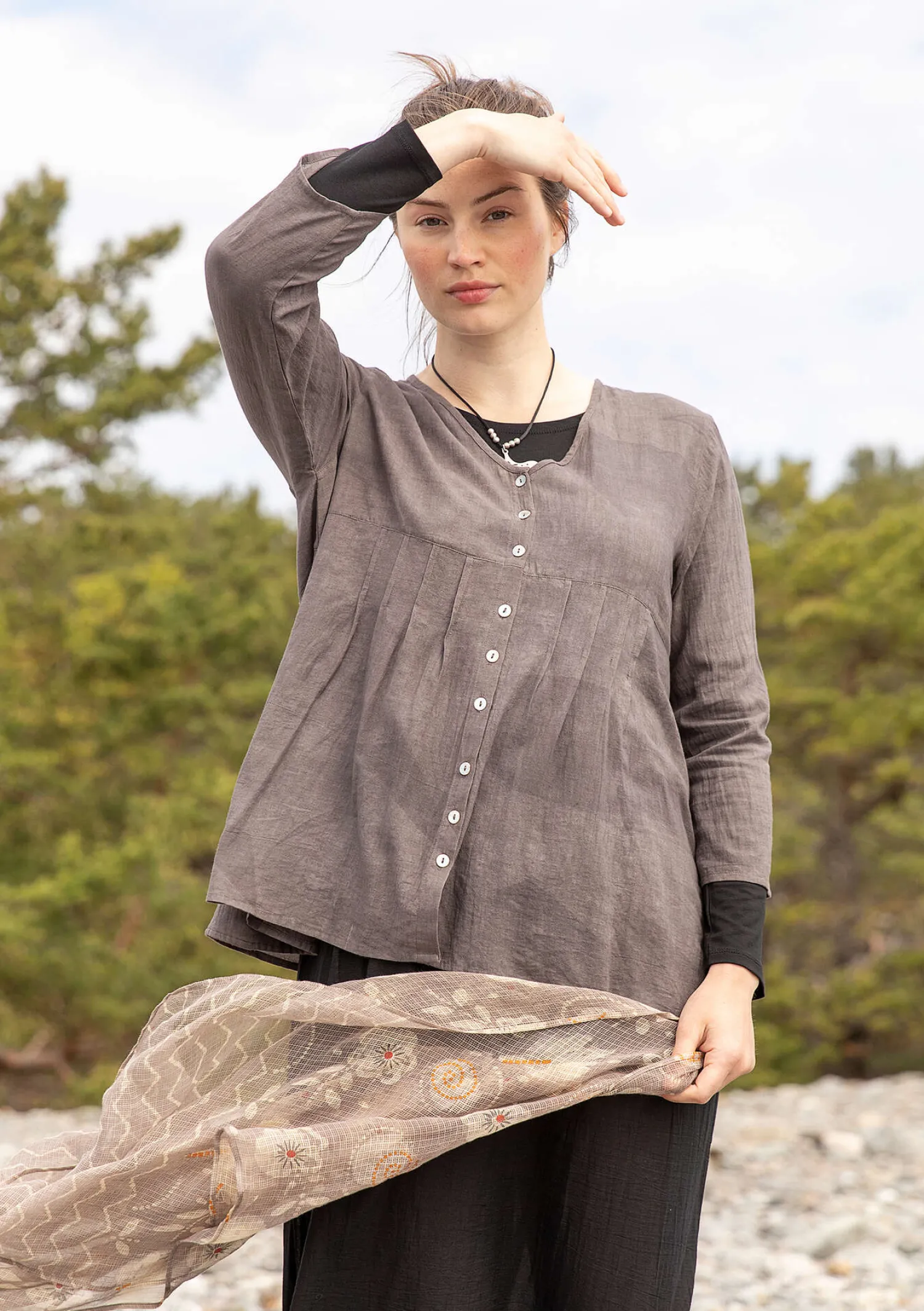 Best Sale Gudrun Sjödén Bluse „Samira“ aus Bio-Baumwolle rost