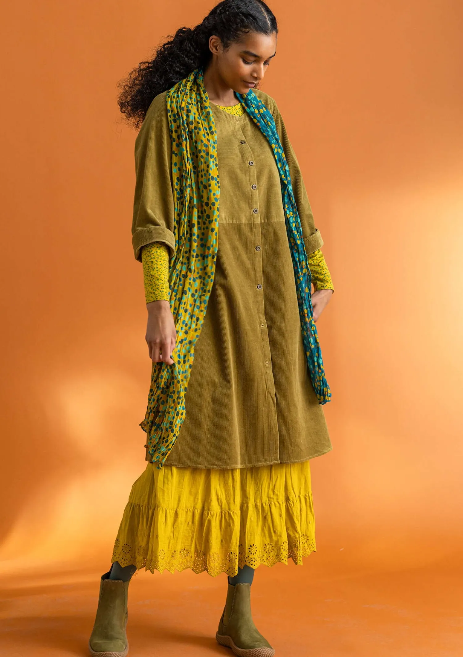 Hot Gudrun Sjödén Cordkleid aus Bio-Baumwolle/Elasthan dunkelpetrol