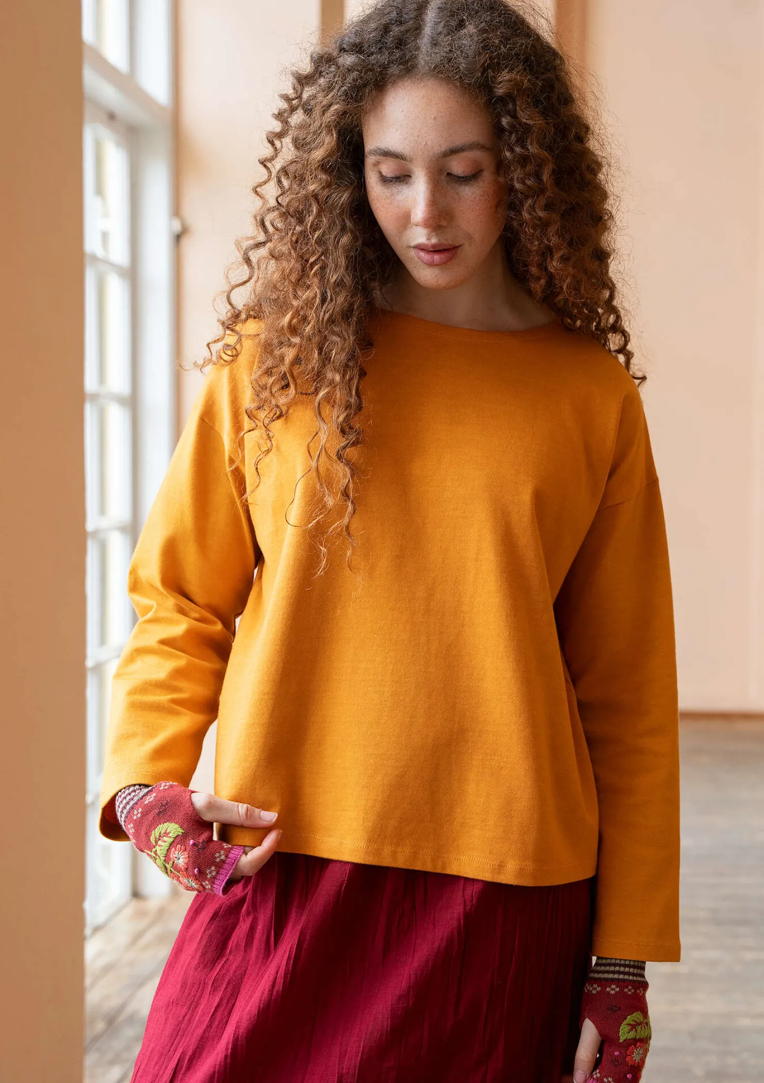 Shop Gudrun Sjödén Einfarbiges Shirt aus Bio-Baumwolle wermutkraut