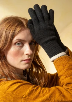 Clearance Gudrun Sjödén Fingerhandschuhe aus Lammwolle schwarz