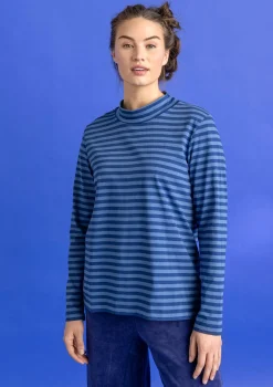 Fashion Gudrun Sjödén Gestreiftes Stehkragenshirt aus Bio-Baumwolle purpur-walderdbeere