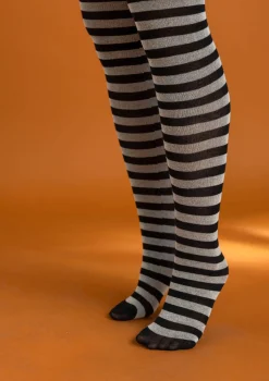 Online Gudrun Sjödén Gestreifte Strumpfhose aus Bio-Baumwolle schwarz-ungebleicht