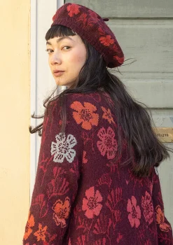 Best Sale Gudrun Sjödén Gestrickte Baskenmütze „Gnistra“ aus Alpakawollgemisch/Bio- und Recycling-Baumwolle aubergine