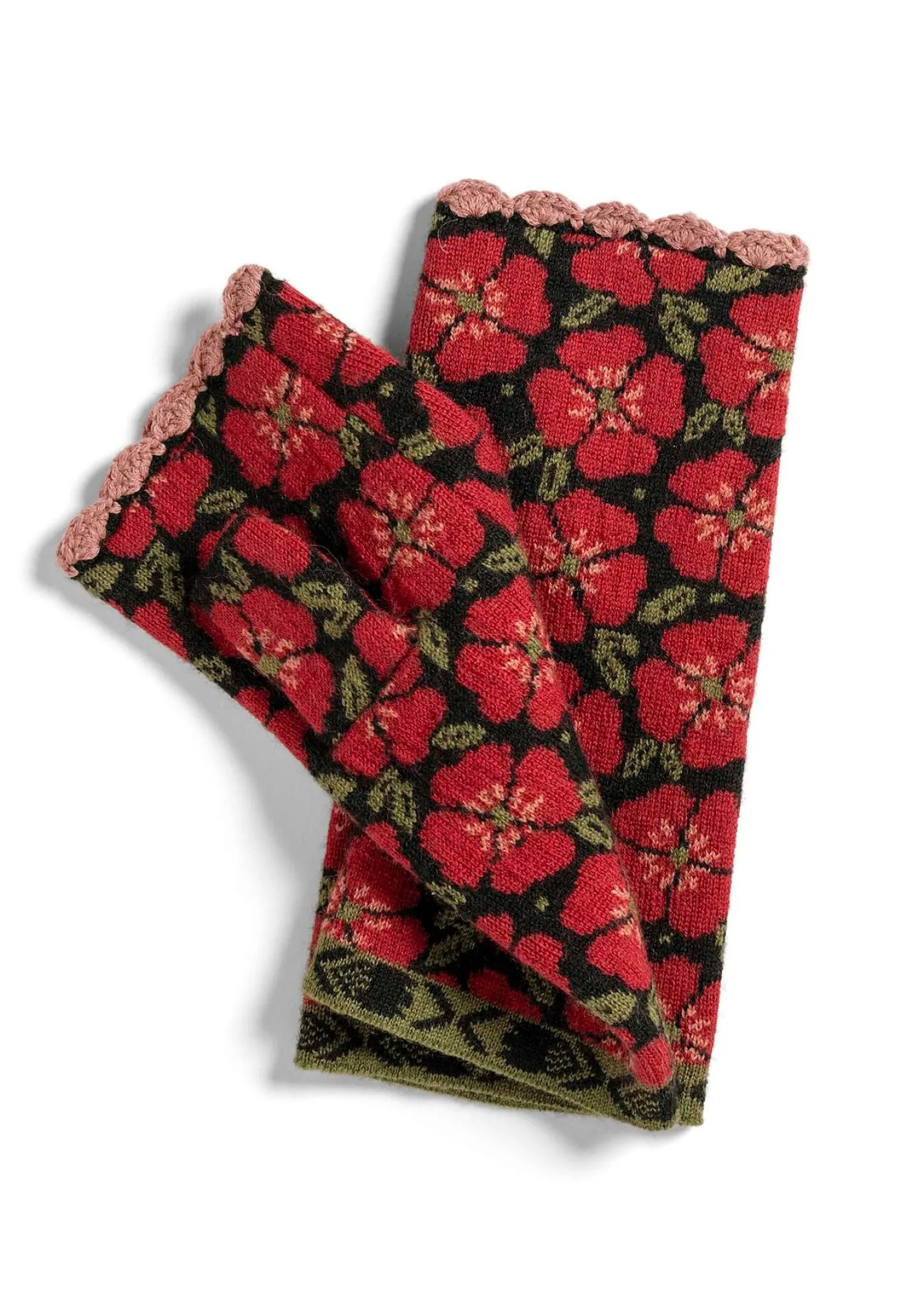 Shop Gudrun Sjödén Handstulpen „Anemone“ aus Bio-Wolle moosbeere