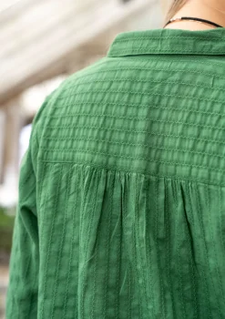 Cheap Gudrun Sjödén Hemdblusenkleid „Värmland“ aus Bio-Baumwollgewebe seegras