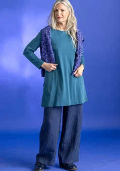 Store Gudrun Sjödén Hose „Asta“ aus Leinengewebe indigo-gestreift
