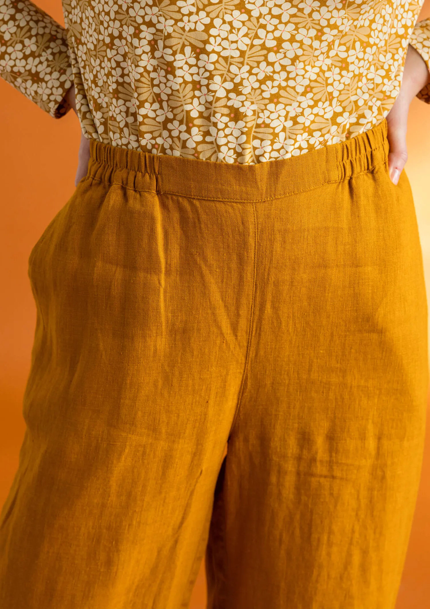 Cheap Gudrun Sjödén Hose „Asta“ aus Leinengewebe dunkelgrün