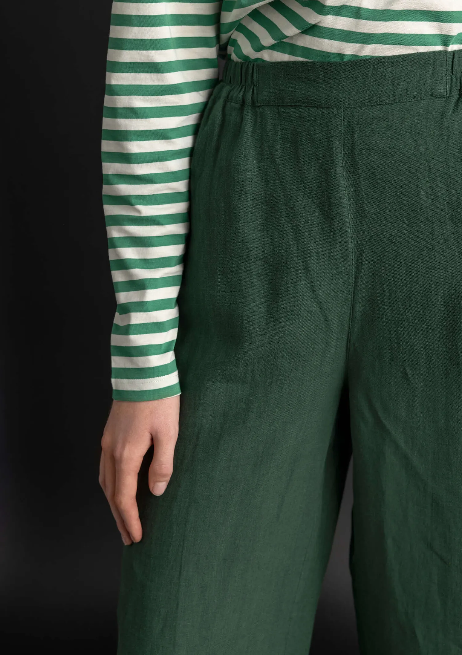 Shop Gudrun Sjödén Hose „Asta“ aus Leinengewebe indigo-gestreift