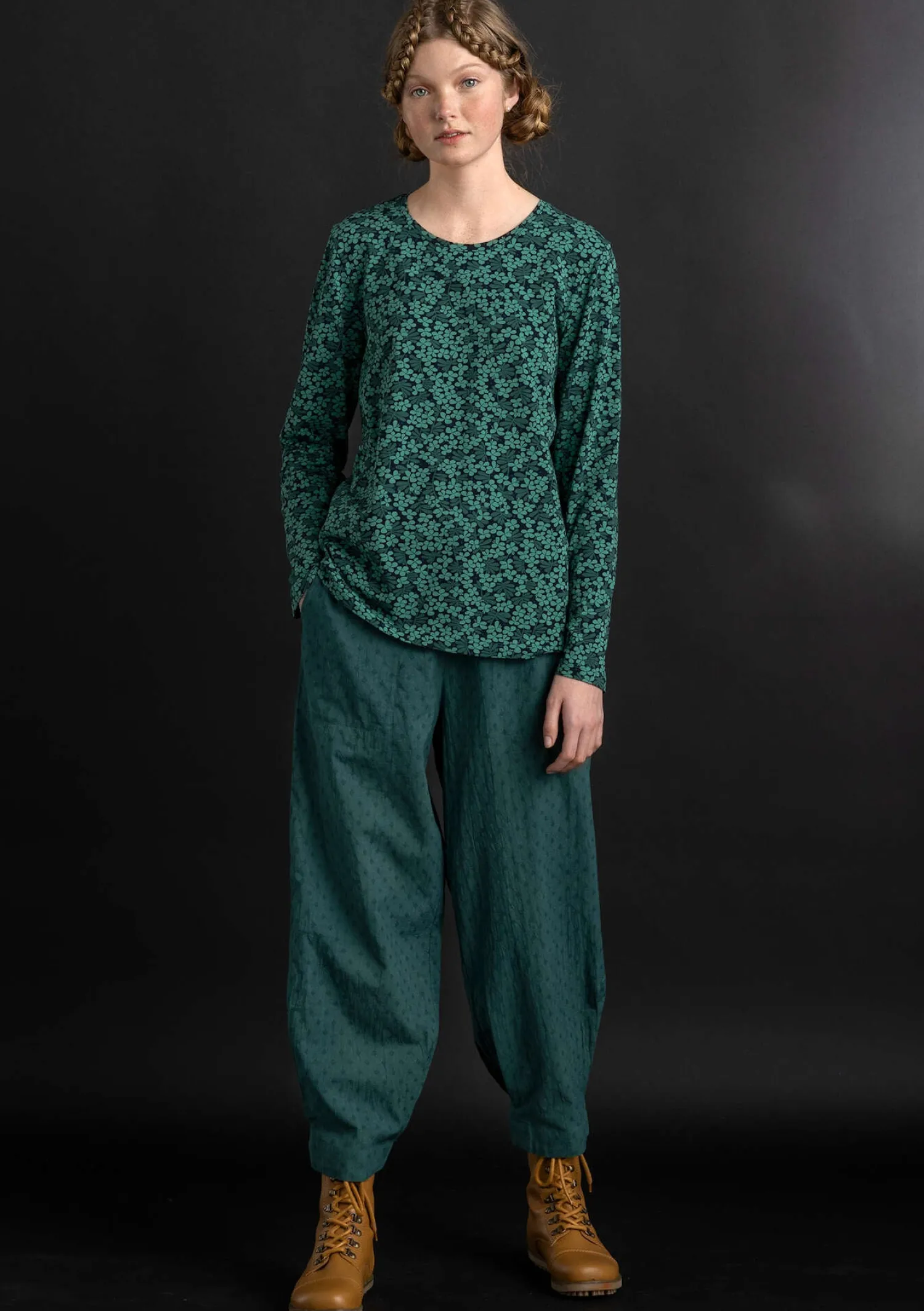 Online Gudrun Sjödén Hose aus Bio-Baumwolldobby opalgrün