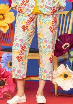 Outlet Gudrun Sjödén Hose „Margit“ aus Leinen/Modal-Gewebe vanille-bedruckt