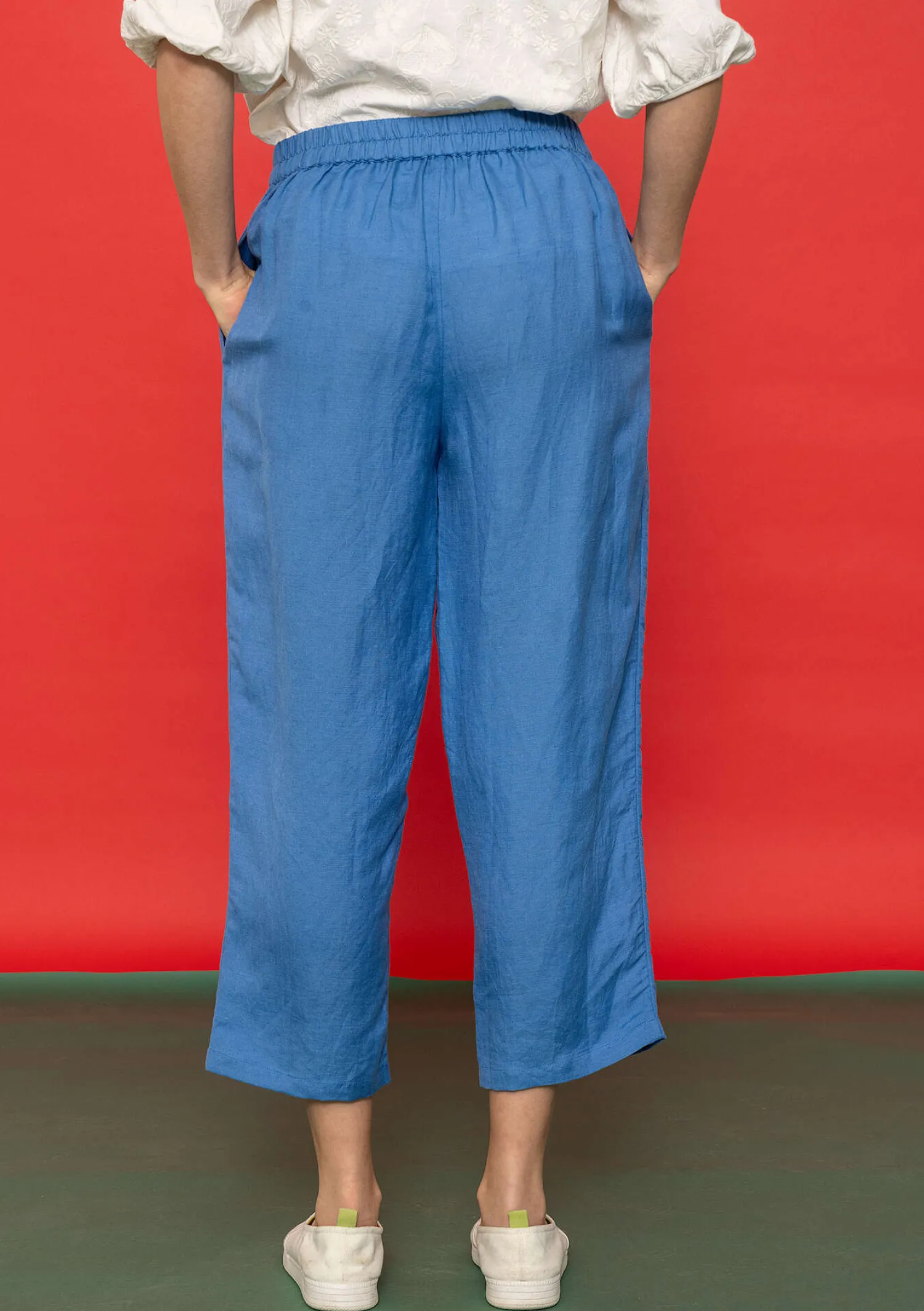 Outlet Gudrun Sjödén Hose „Margit“ aus Leinen/Modal-Gewebe eismeerblau