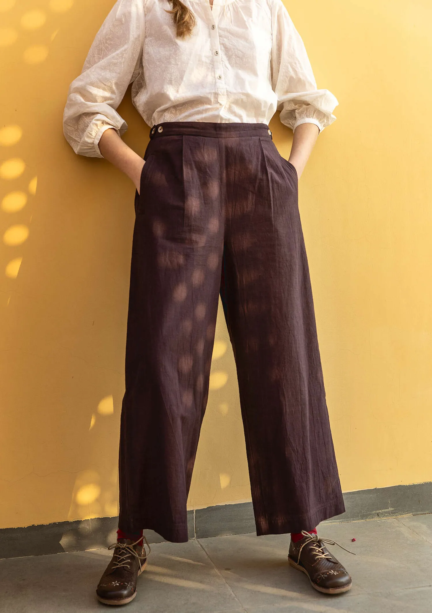 Best Sale Gudrun Sjödén Hose „Stina“ aus Bio-Baumwollgewebe tinte