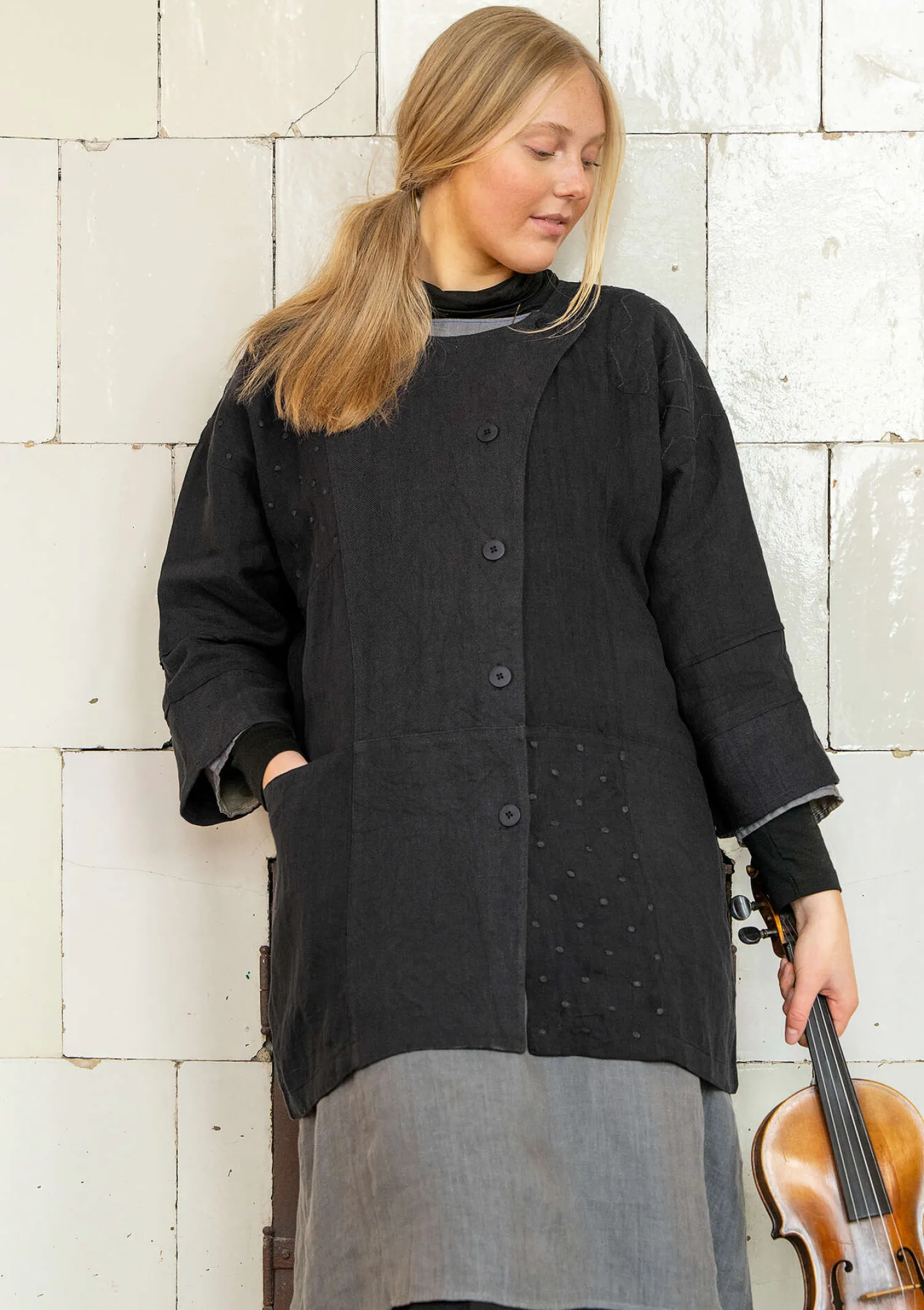 Clearance Gudrun Sjödén Jacke „Andante“ aus Leinen tinte