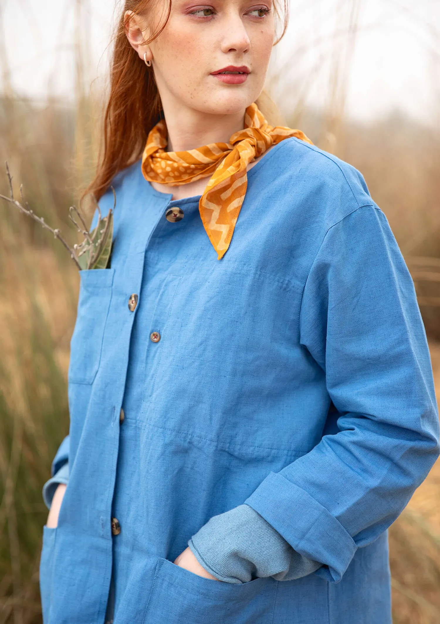 Store Gudrun Sjödén Jacke aus Leinen/Bio-Baumwolle leinenblau