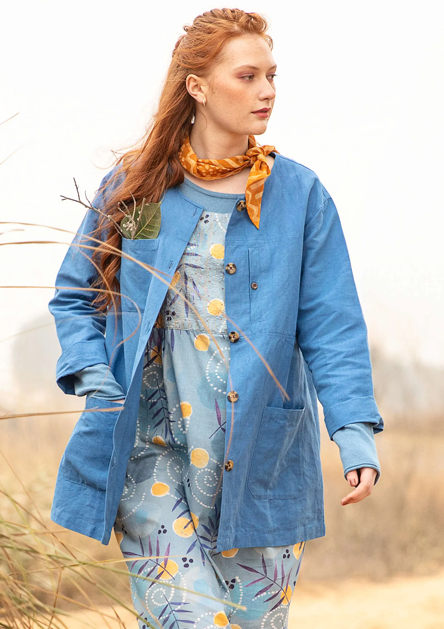 Discount Gudrun Sjödén Jacke aus Leinen/Bio-Baumwolle leinenblau