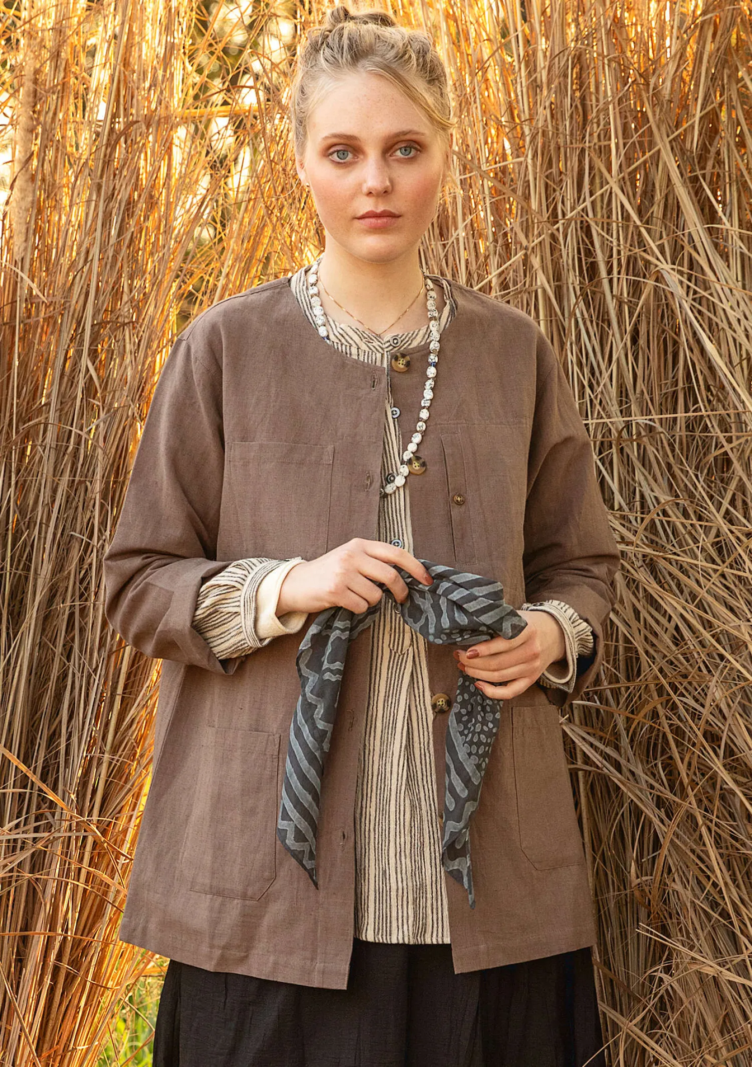 Store Gudrun Sjödén Jacke aus Leinen/Bio-Baumwolle leinenblau