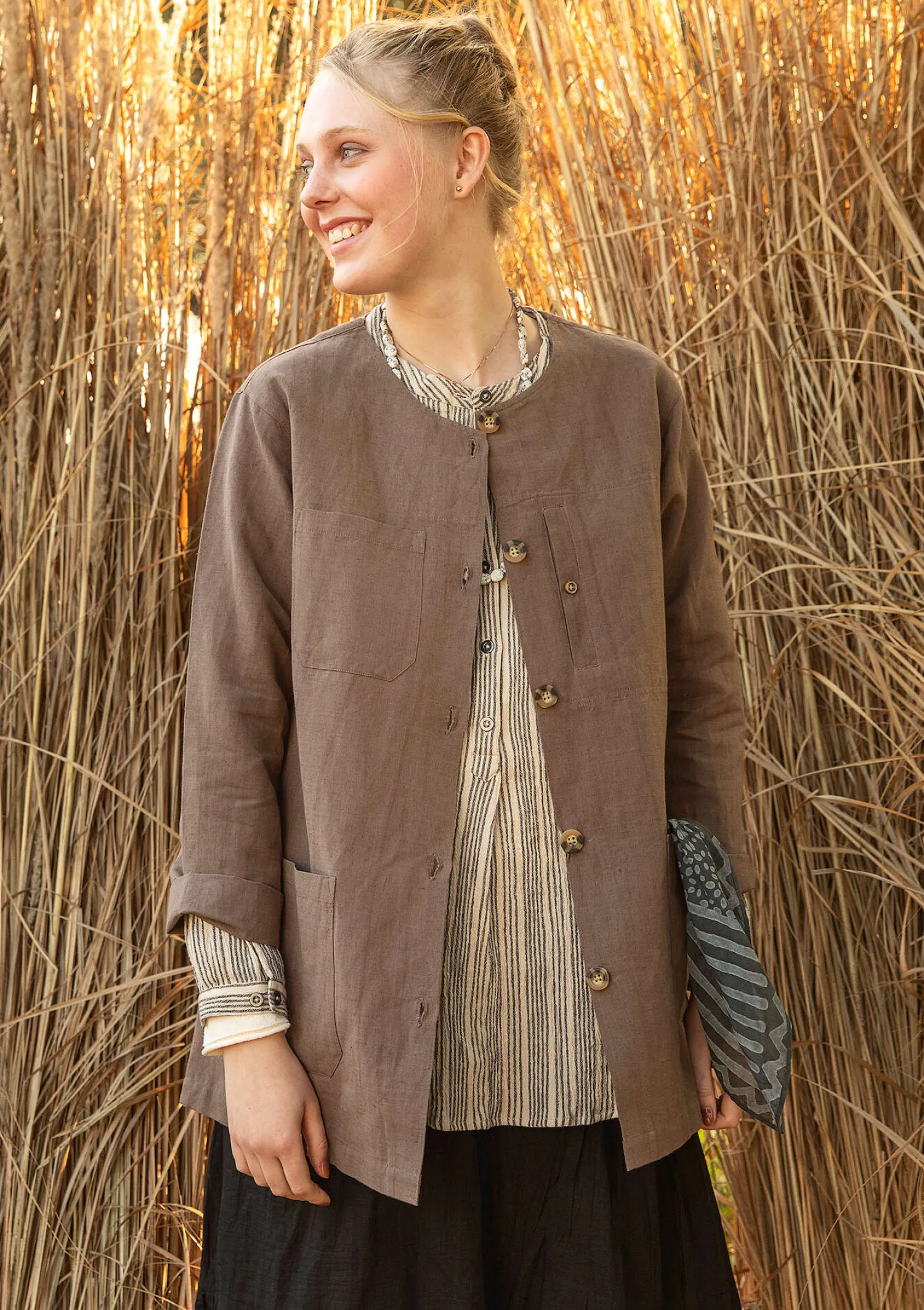 Flash Sale Gudrun Sjödén Jacke aus Leinen/Bio-Baumwolle leinenblau