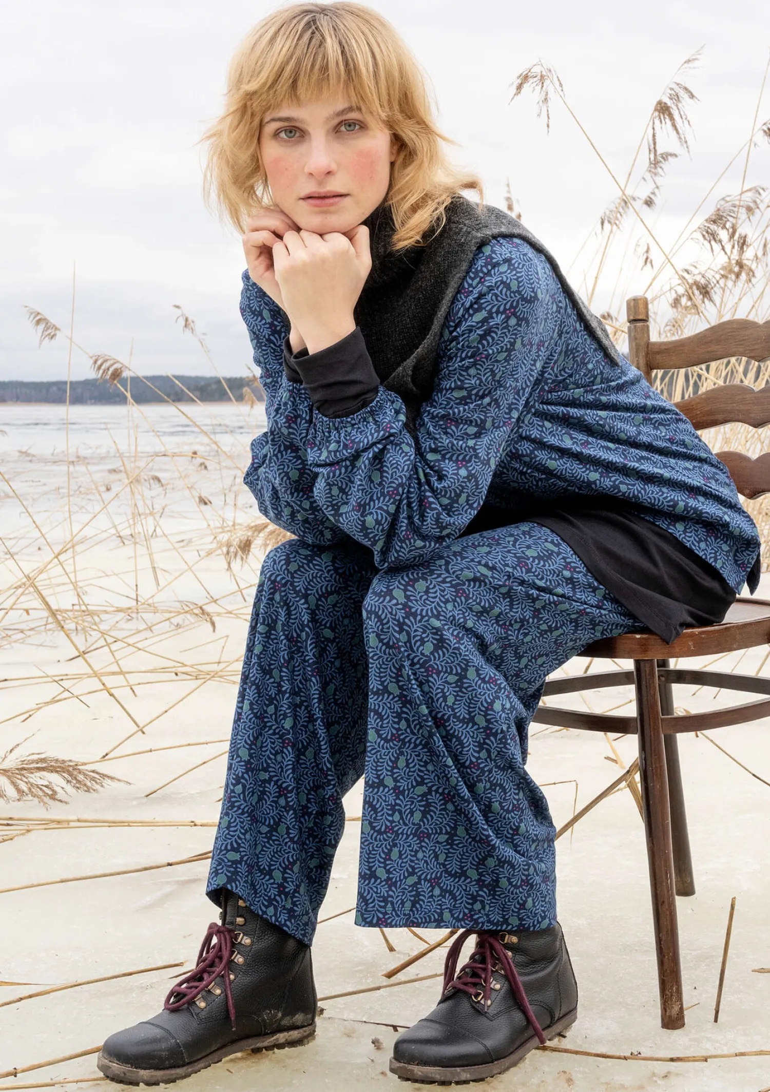 Hot Gudrun Sjödén Jerseyhose „Aurora“ aus Bio-Baumwolle/Modal/Elasthan dunkelaubergine