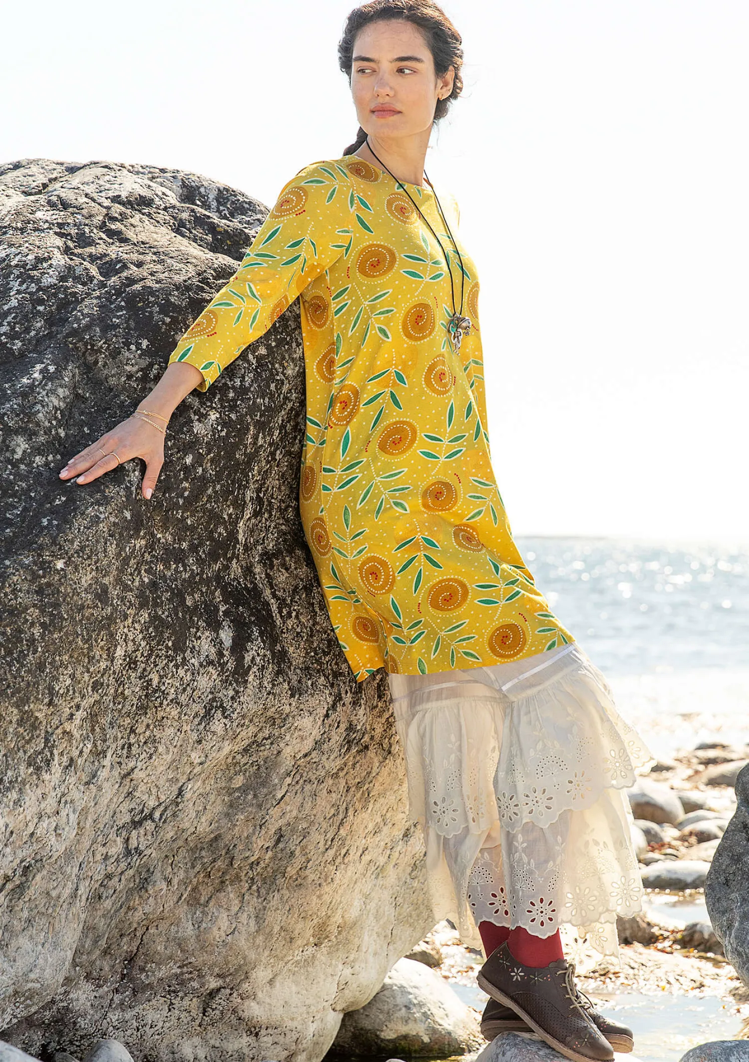 Discount Gudrun Sjödén Jerseykleid „Bhumika“ aus Bio-Baumwolle/Modal ananas