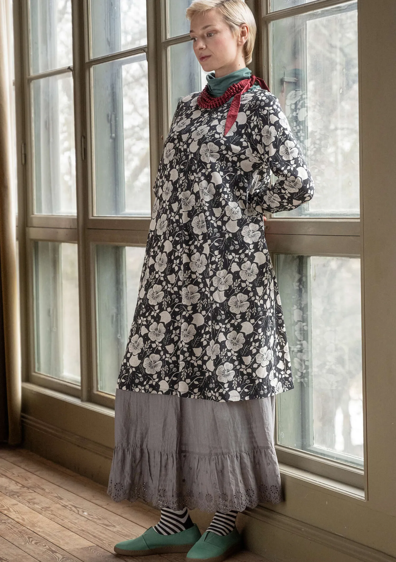 Cheap Gudrun Sjödén Jerseykleid „Höstanemone“ aus Bio-Baumwolle/Modal schwarz