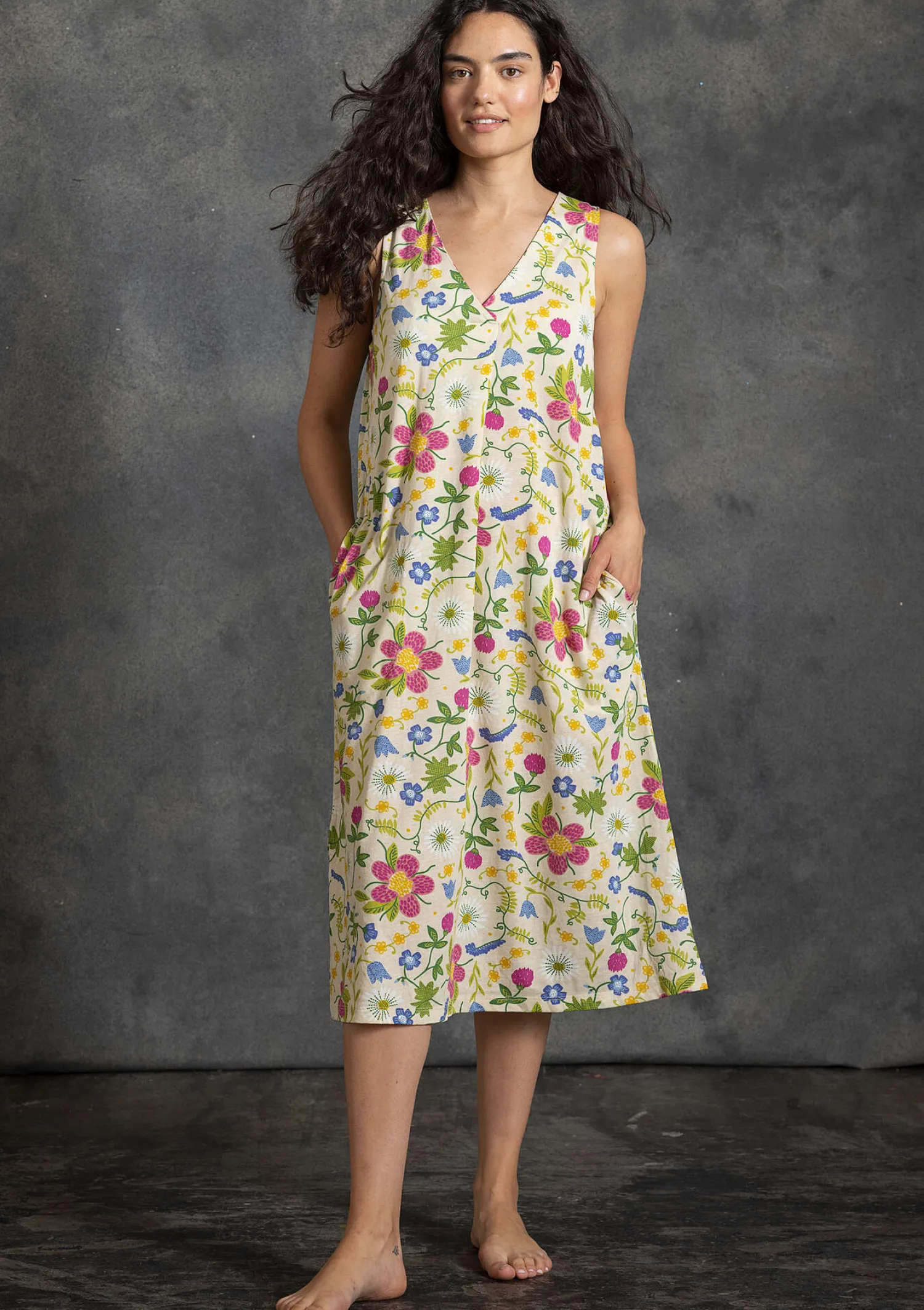 Discount Gudrun Sjödén Jerseykleid „Midsommarsol“ aus Bio-Baumwolle seegras