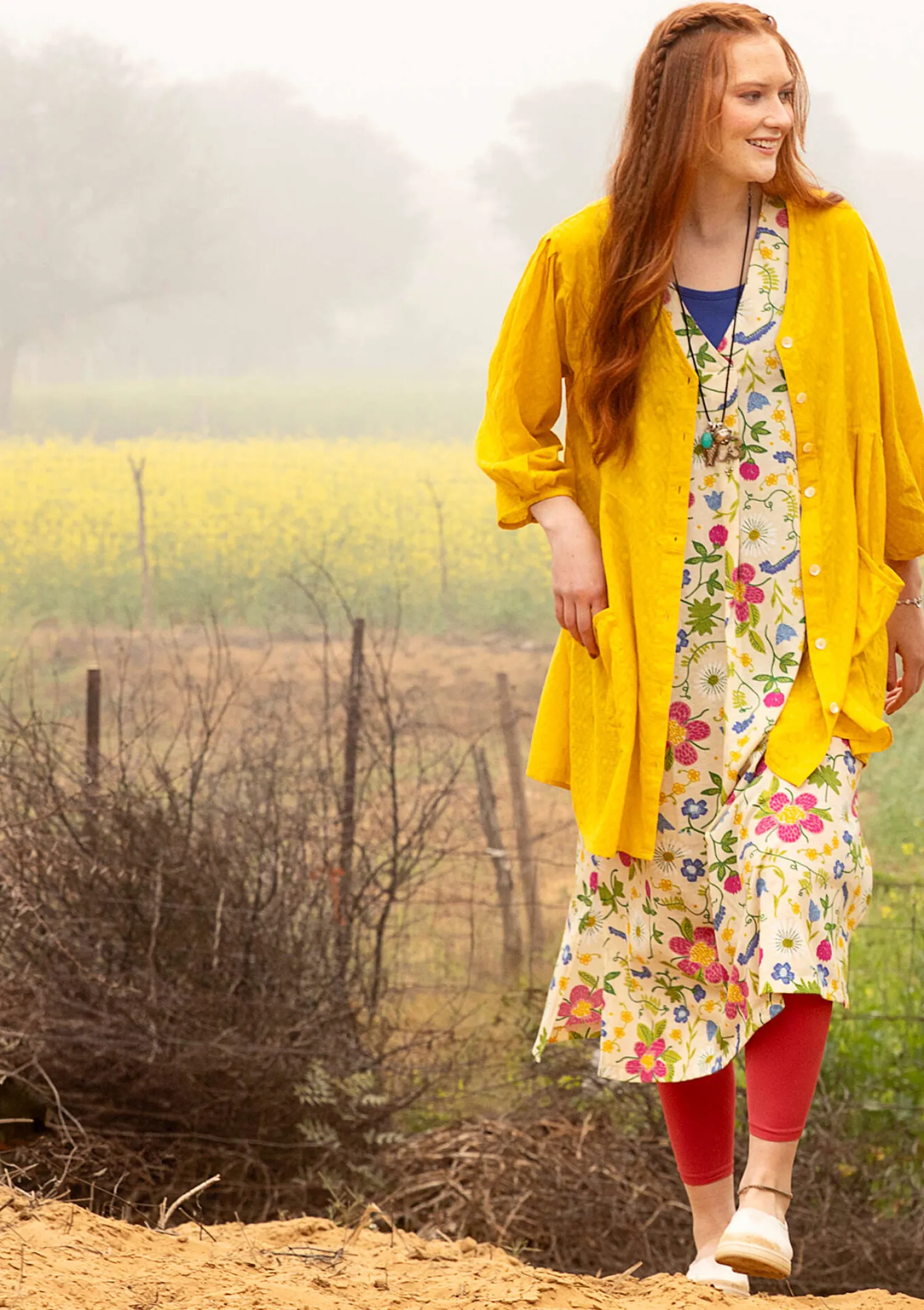 Discount Gudrun Sjödén Jerseykleid „Midsommarsol“ aus Bio-Baumwolle seegras