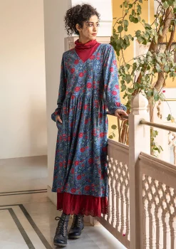 Fashion Gudrun Sjödén Jerseykleid „Nyponros“ aus Bio-Baumwolle/Modal indigo