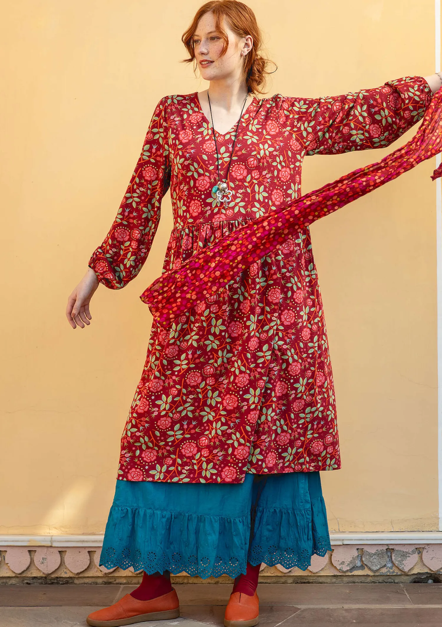 Best Gudrun Sjödén Jerseykleid „Nyponros“ aus Bio-Baumwolle/Modal cassis