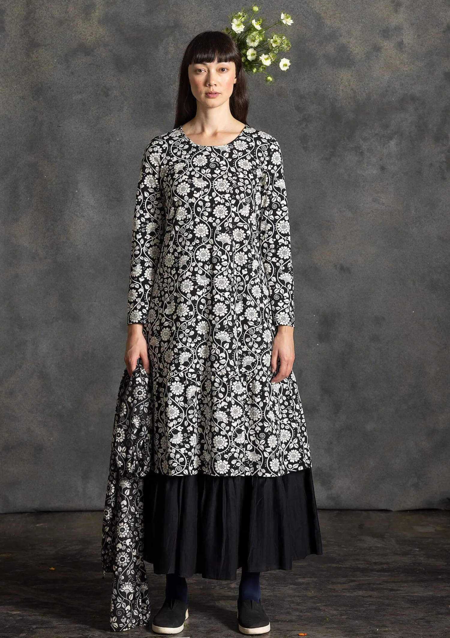 Outlet Gudrun Sjödén Jerseykleid „Rupangi“ aus Bio-Baumwolle indigoblau