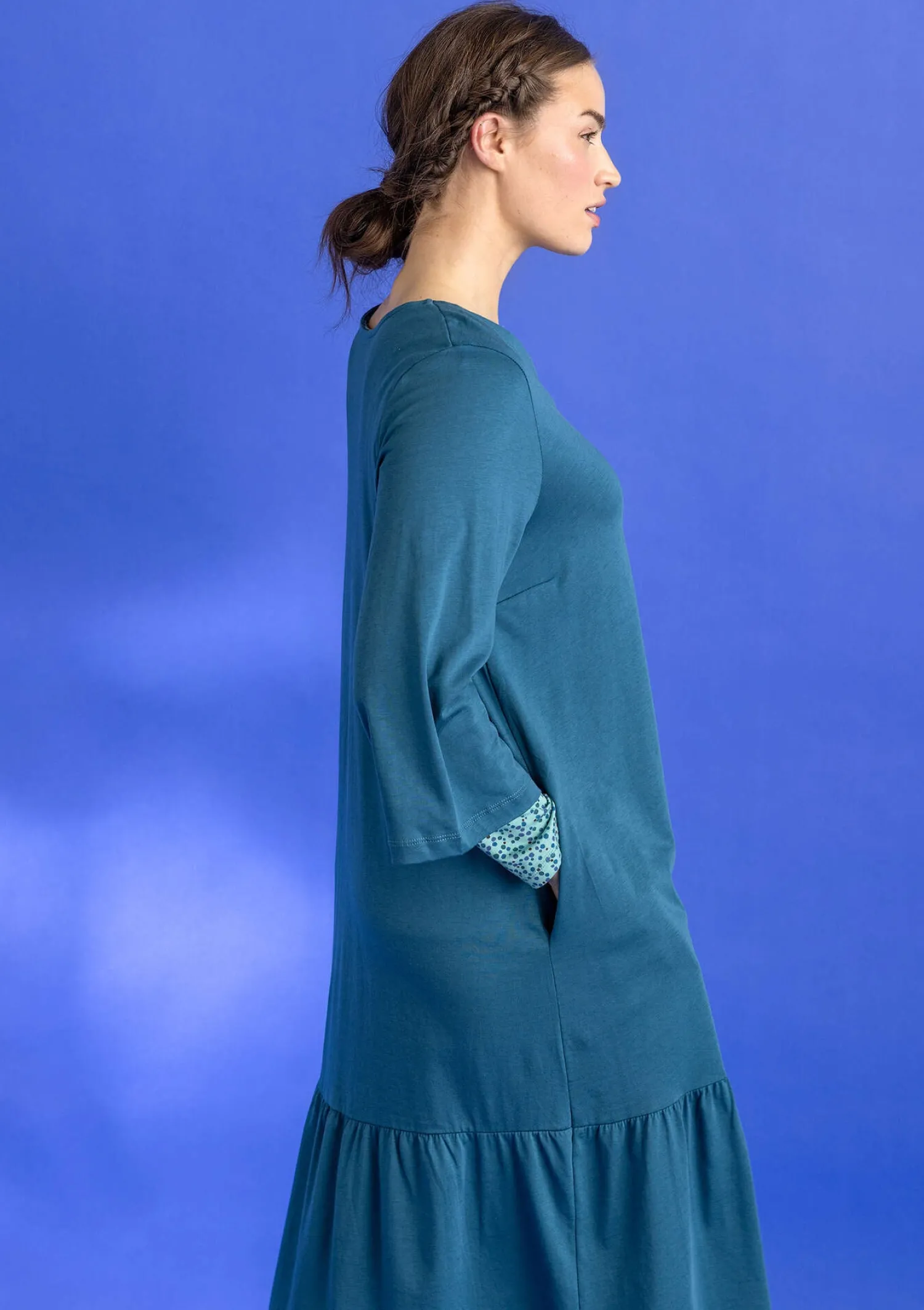 Cheap Gudrun Sjödén Jerseykleid „Tyra“ aus Bio-Baumwolle/Modal malachit-gemustert