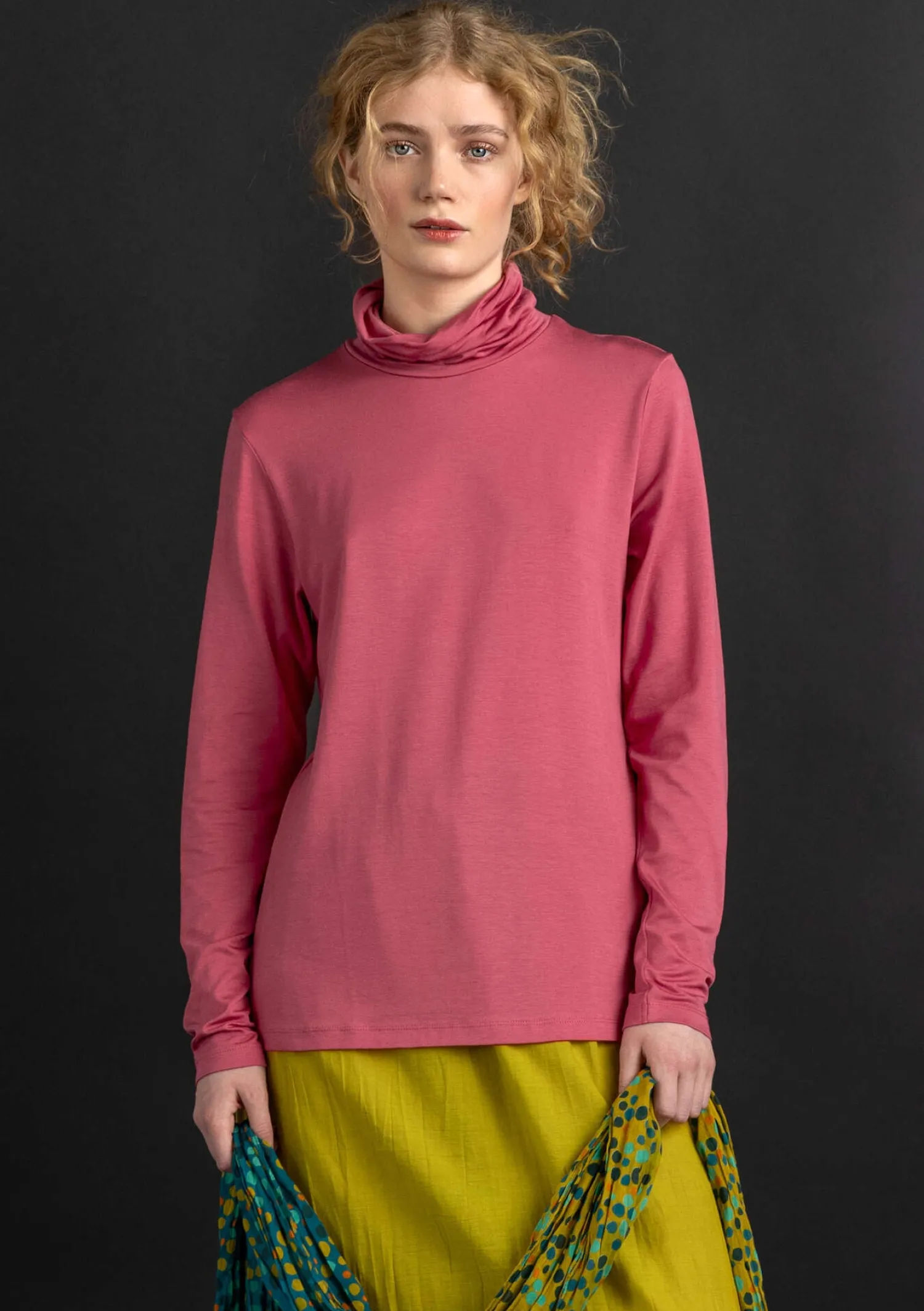 Clearance Gudrun Sjödén Jersey-Rollkragenshirt aus Lyocell/Elasthan taupe