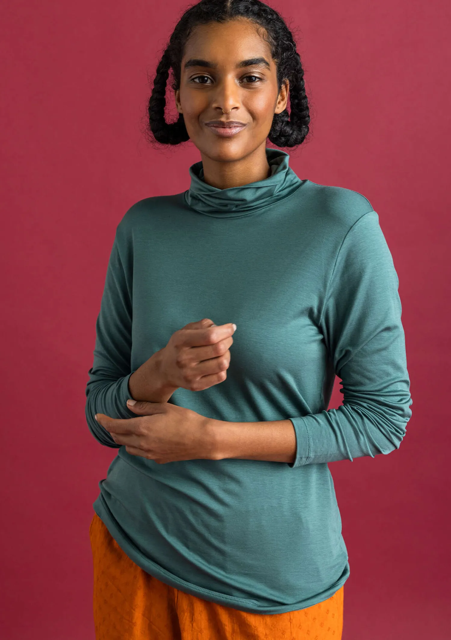 Online Gudrun Sjödén Jersey-Rollkragenshirt aus Lyocell/Elasthan olivenöl