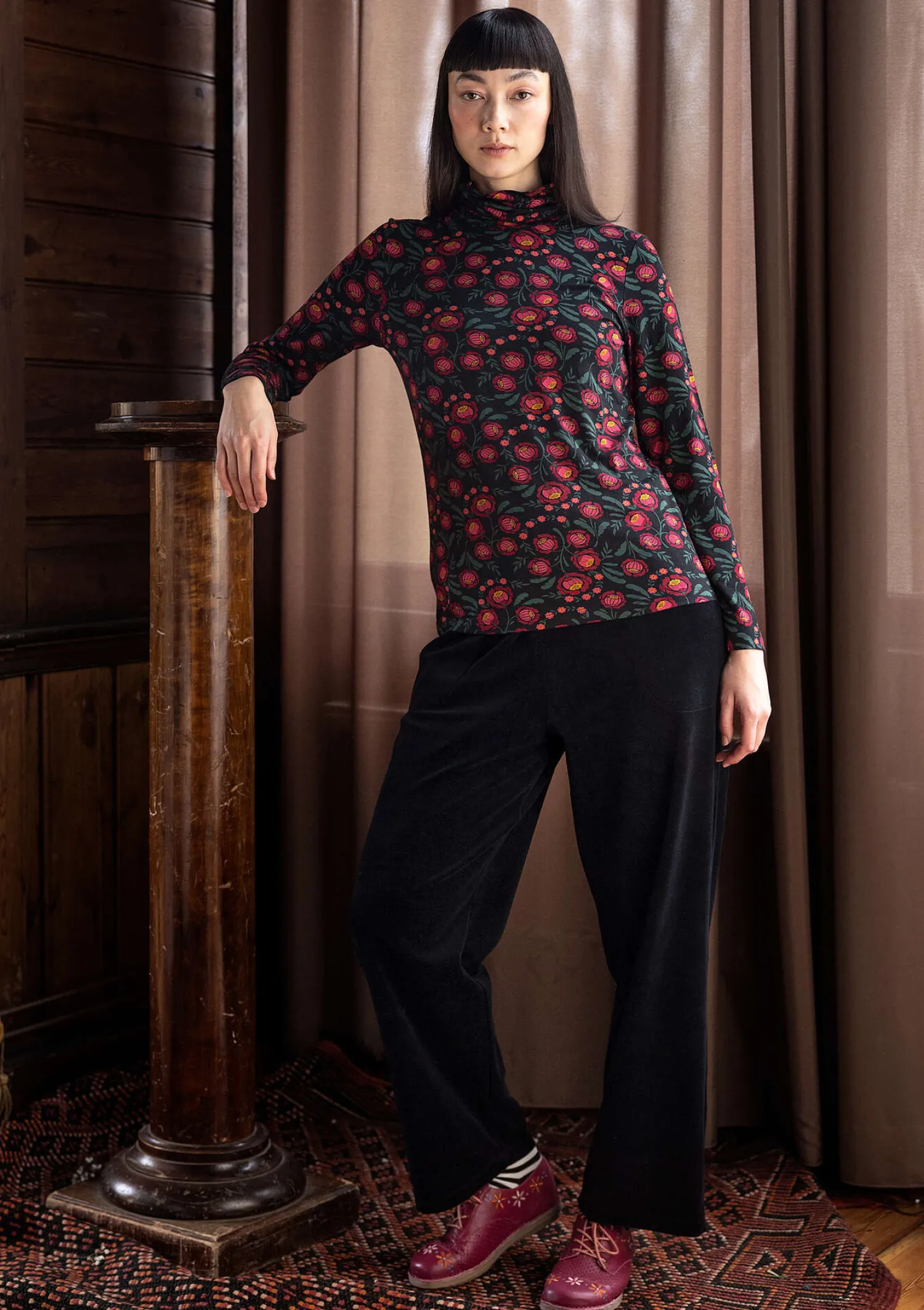 Cheap Gudrun Sjödén Jersey-Rollkragenshirt „Dagny“ aus Lyocell/Elasthan schwarz