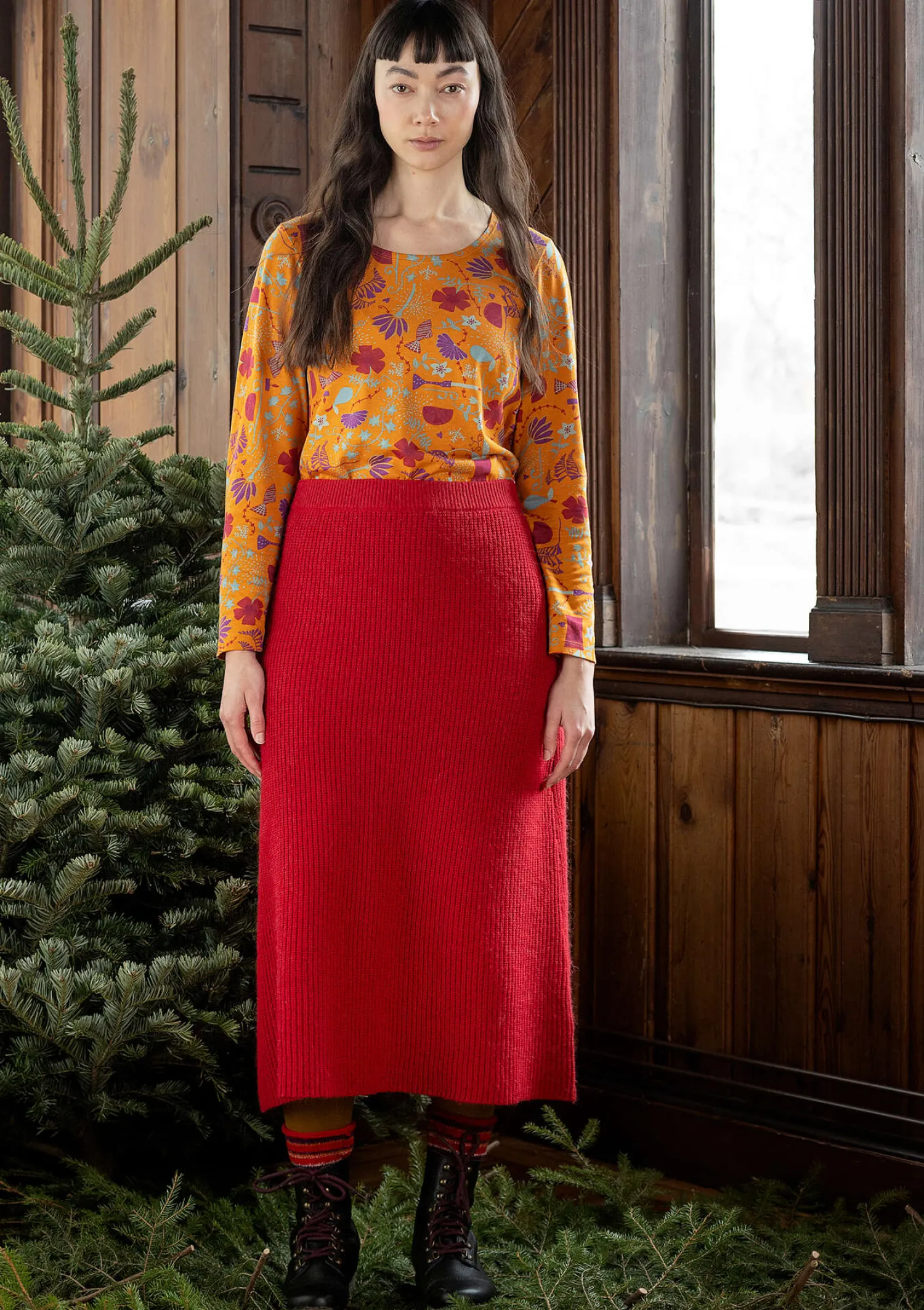 Hot Gudrun Sjödén Jerseyshirt „Fyrverkeri“ aus Bio-Baumwolle/Modal dunkelgrün