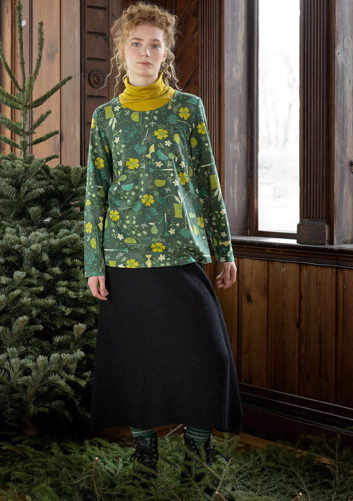 Hot Gudrun Sjödén Jerseyshirt „Fyrverkeri“ aus Bio-Baumwolle/Modal löwengelb