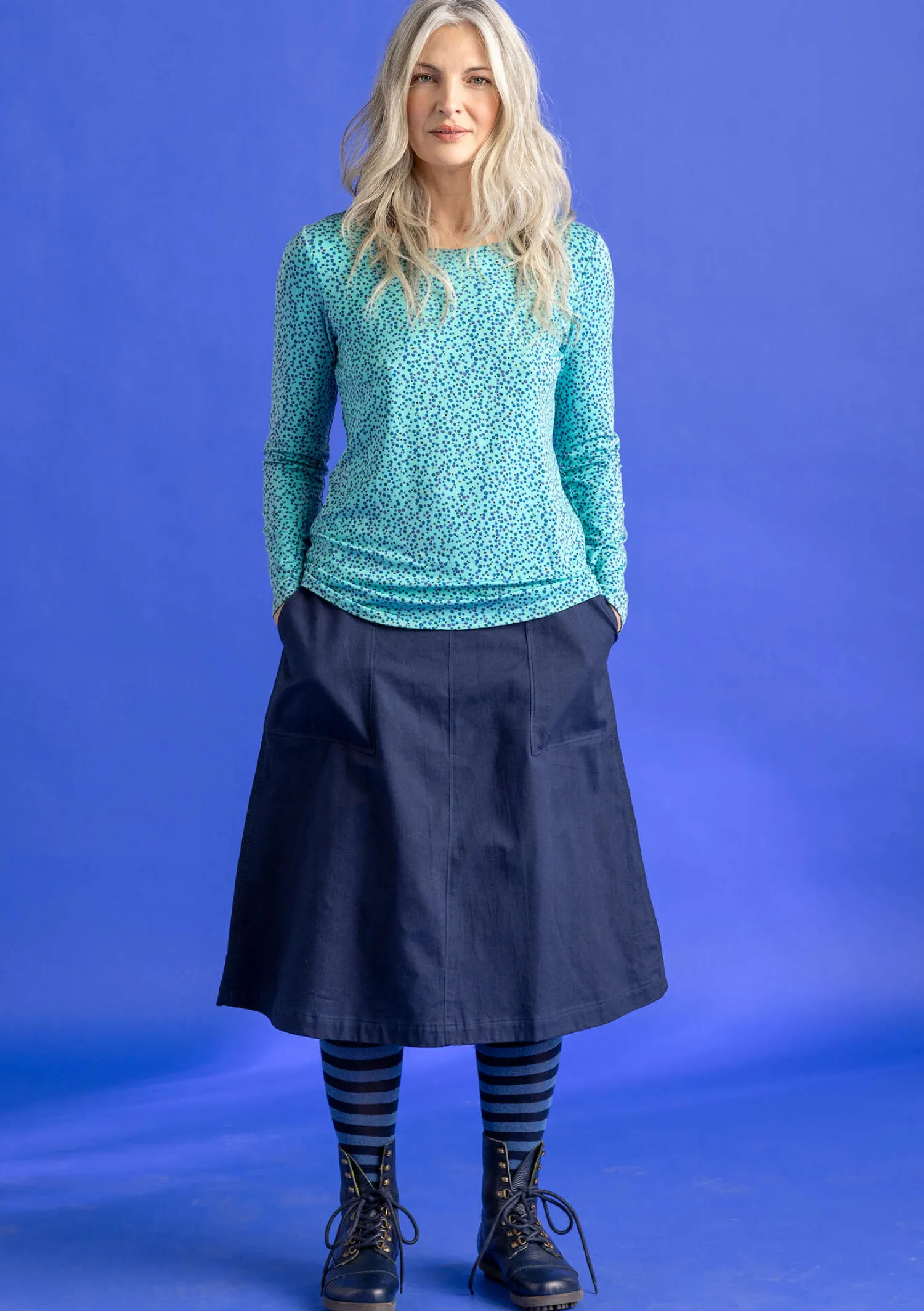 Best Gudrun Sjödén Jerseyshirt „Helga“ aus Lyocell/Elasthan koralle/gemustert
