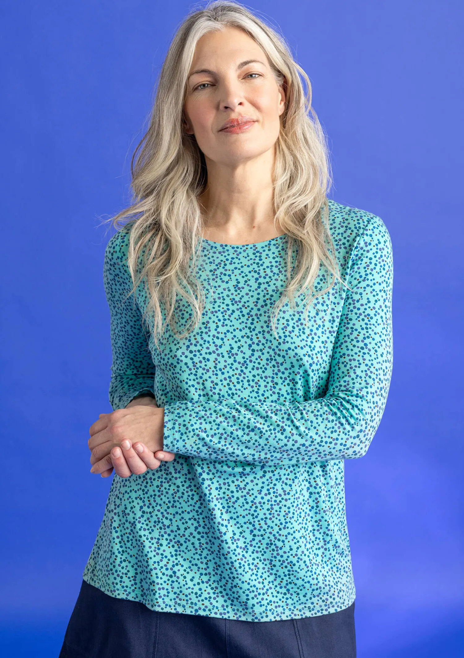 Best Gudrun Sjödén Jerseyshirt „Helga“ aus Lyocell/Elasthan feder-gemustert