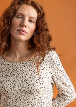 Best Sale Gudrun Sjödén Jerseyshirt „Helga“ aus Lyocell/Elasthan olivenöl-gemustert