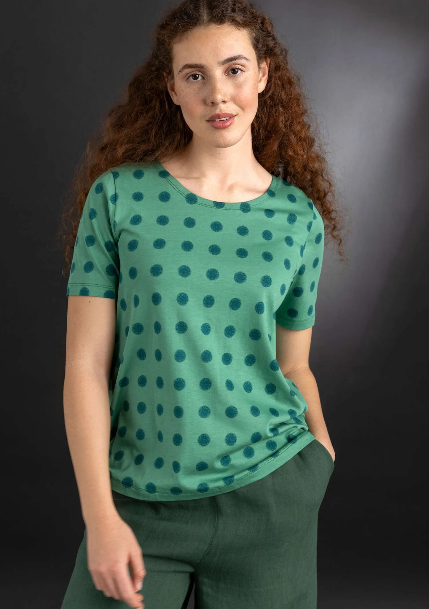Cheap Gudrun Sjödén Jerseyshirt „Tyra“ aus Bio-Baumwolle/Modal malachit-gemustert