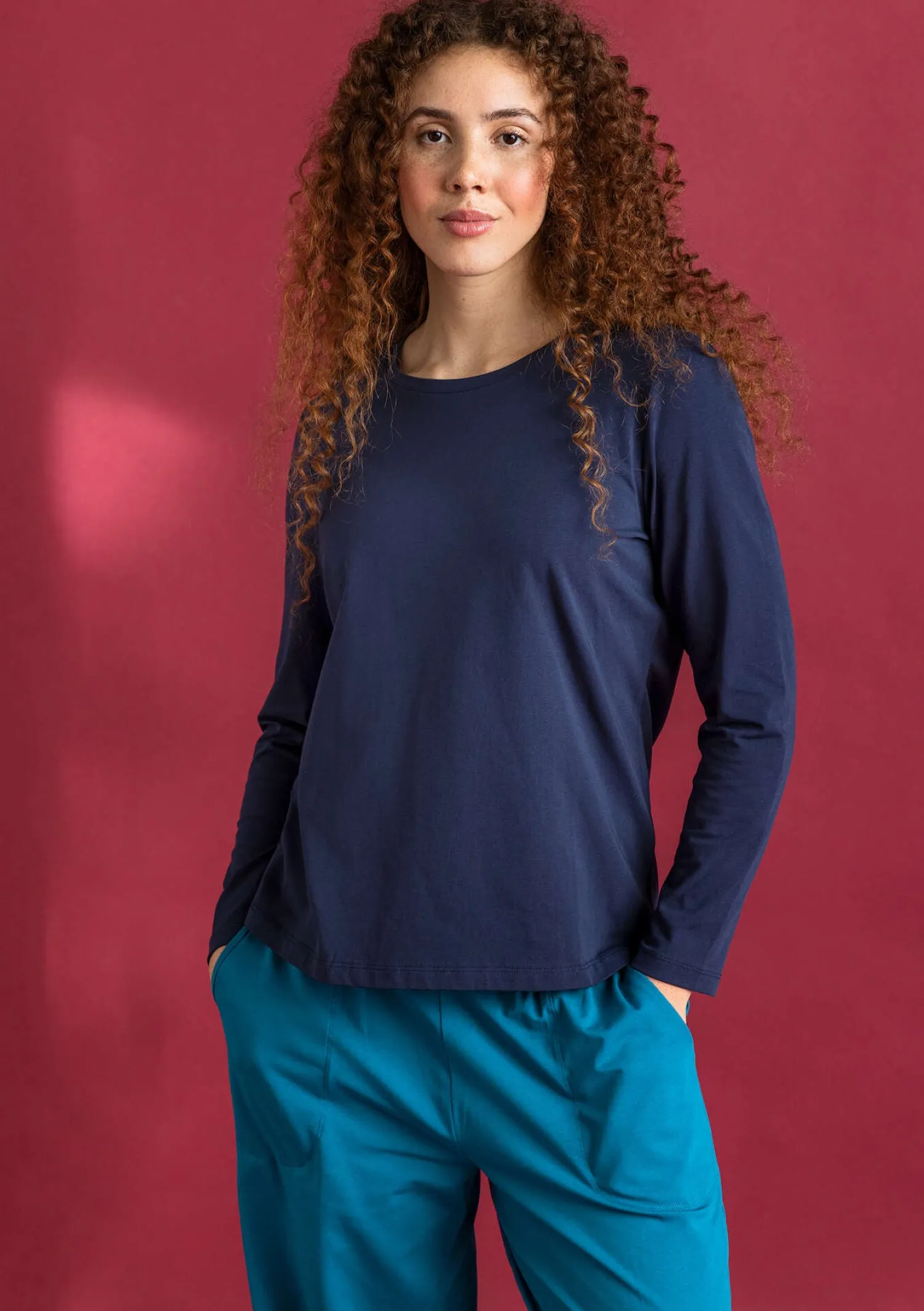 New Gudrun Sjödén Jerseyshirt „Ylva“ aus Bio-Baumwolle/Elasthan feder