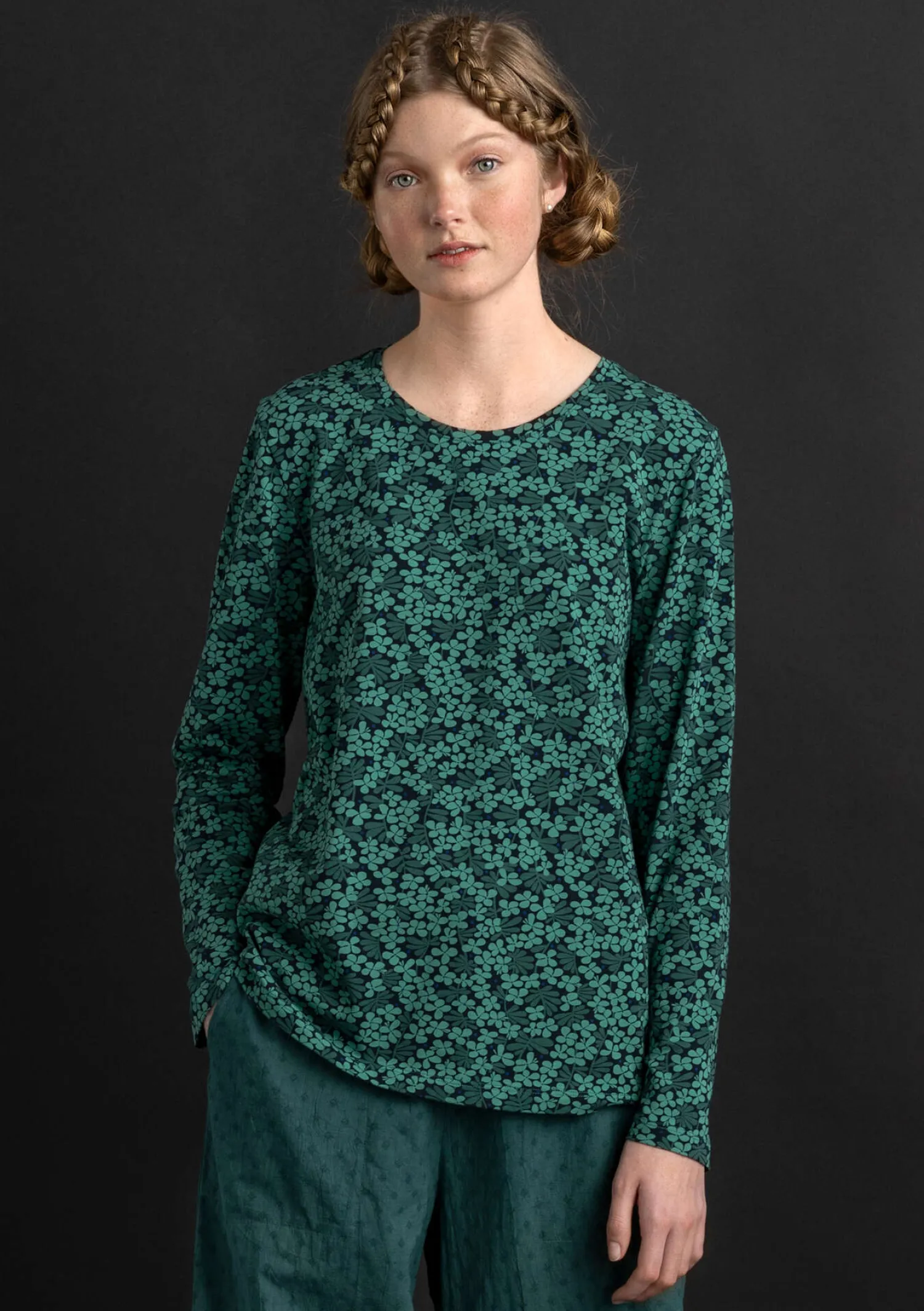 New Gudrun Sjödén Jerseyshirt „Ylva“ aus Bio-Baumwolle/Elasthan feder